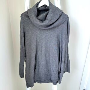 Dreamers Oversized Gray Cowl Neck Flowy Tunic Sweater SZ Large